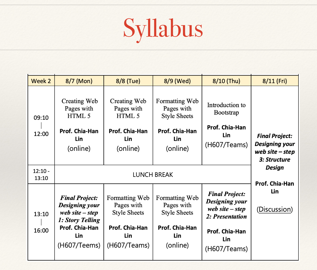 course syllabus