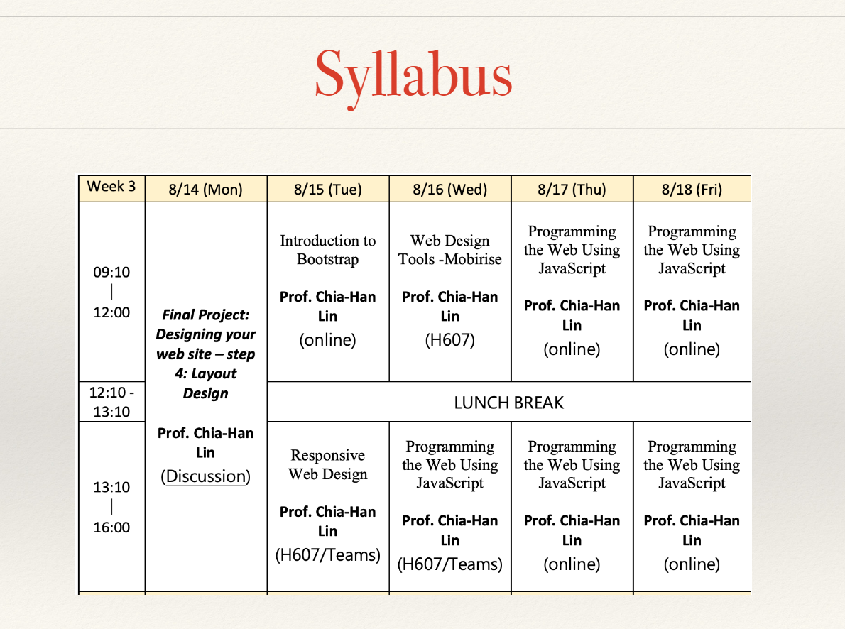 course syllabus